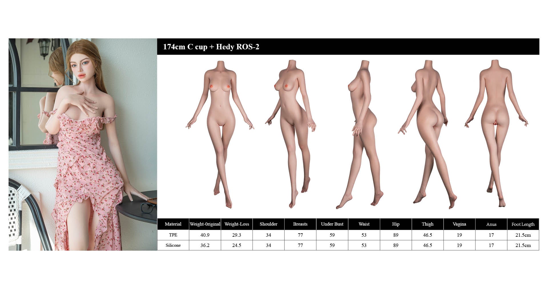 Hedy sexdukke (Starpery 174cm C-cup TPE+silikon)