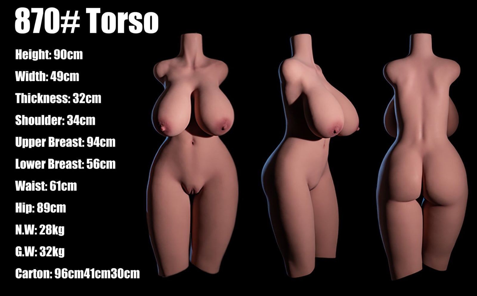 Berber Torso sexdukke (Climax Doll Classic 90 cm L-cup TPE)