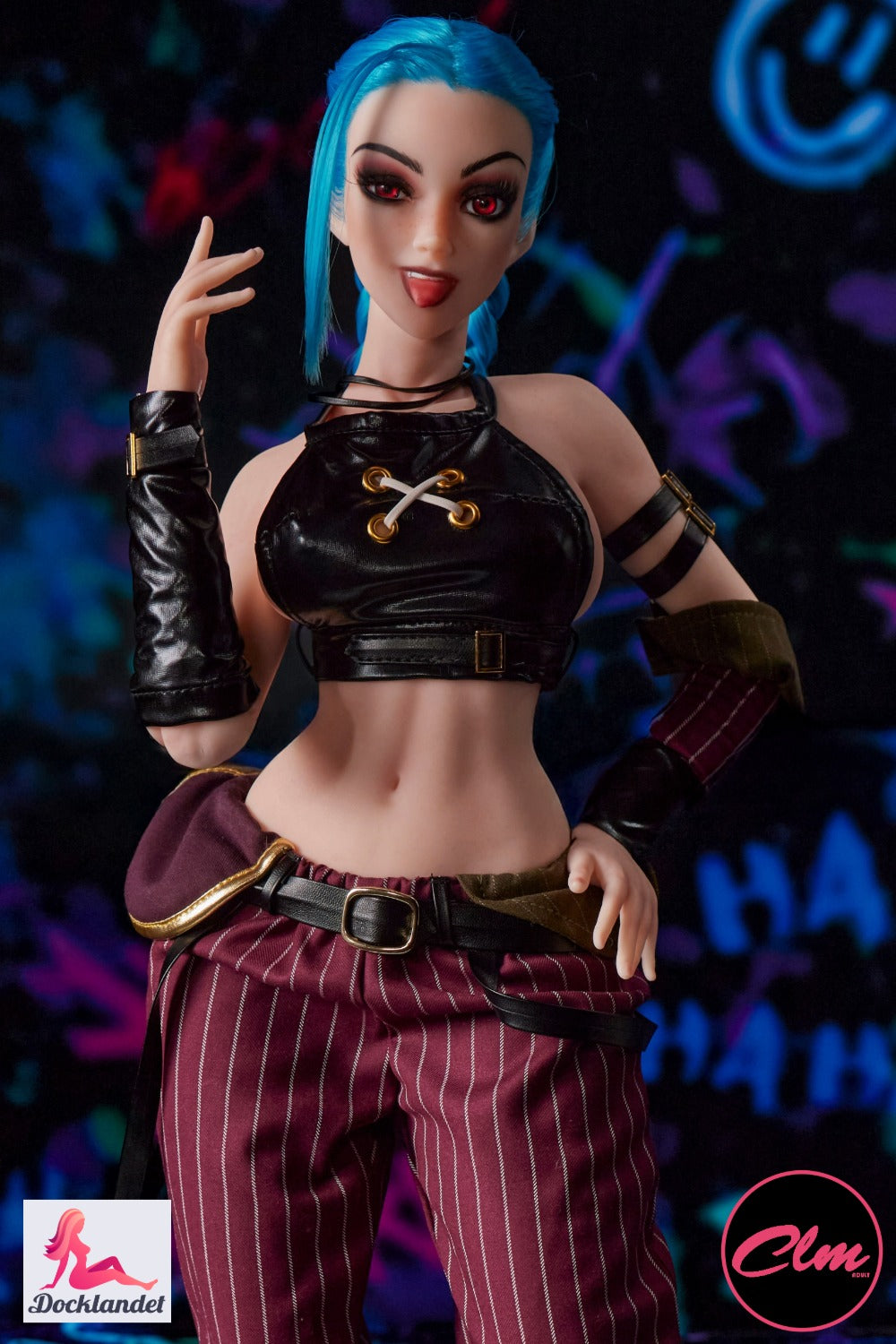 Jetta 70 cm anime mini-sexdocka från Climax Doll med blått hår och cosplay-outfit i silikon