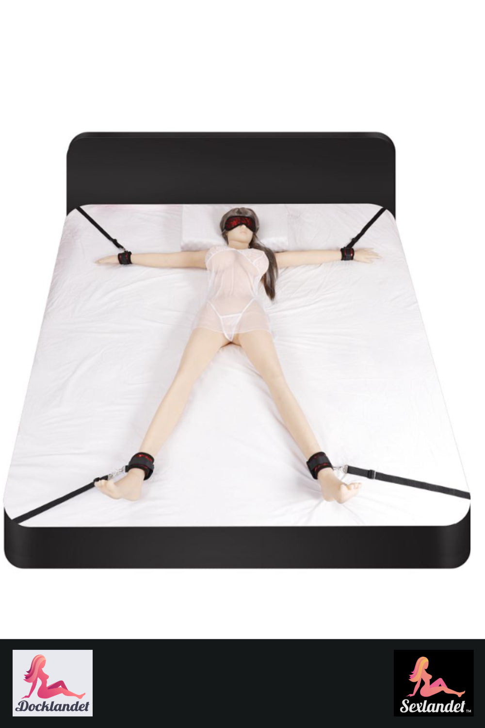 BDSM Sett - Håndjern, blondeantrekk og øyemaske (sett med 7 deler)