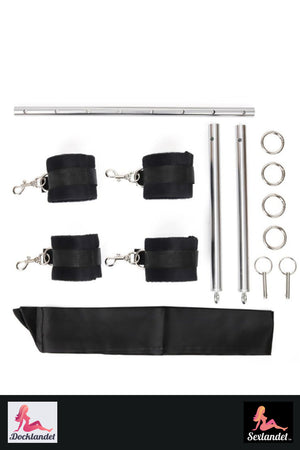 BDSM Sex Set with handcuffs, footcuffs & metal frame - Adjustable bondage kit for couples