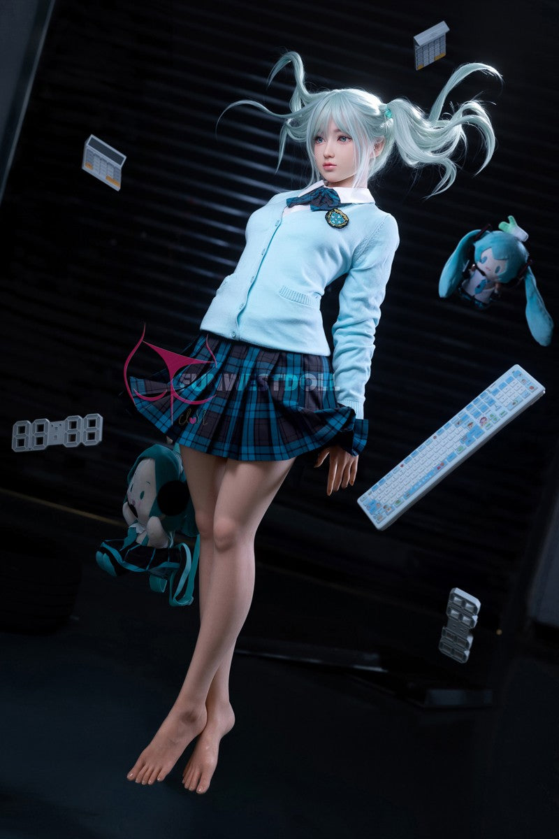 Hatsune Miko sexdukke (FunWest Doll 159cm a-cup #041S silikon)