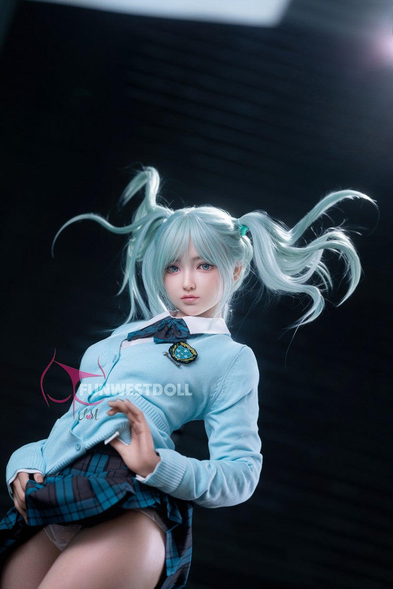 Hatsune Miko sexdukke (FunWest Doll 159cm a-cup #041S silikon)