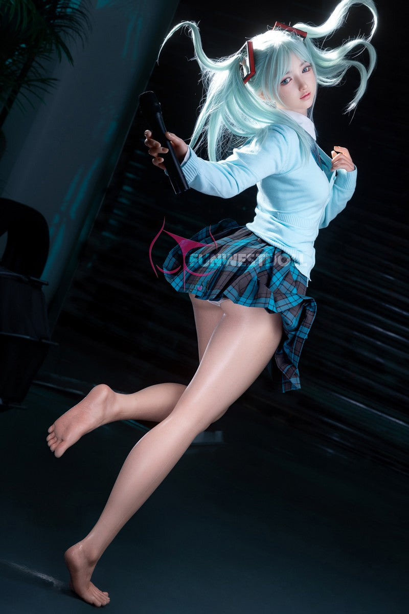 Hatsune Miko sexdukke (FunWest Doll 159cm a-cup #041S silikon)