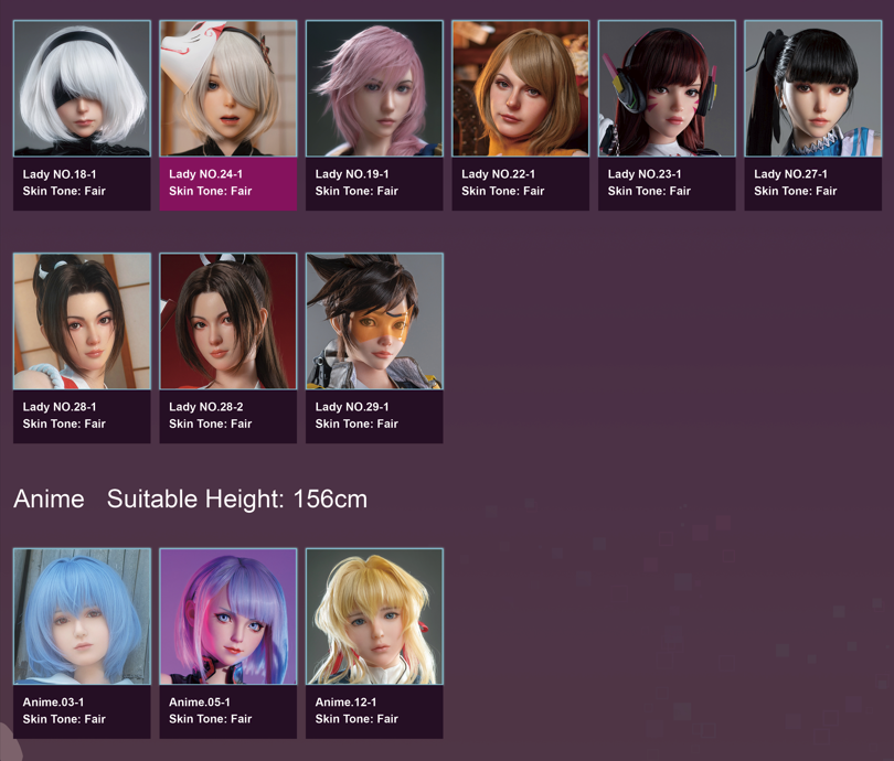 Ekstra hode (Game Lady Doll Original silikon)