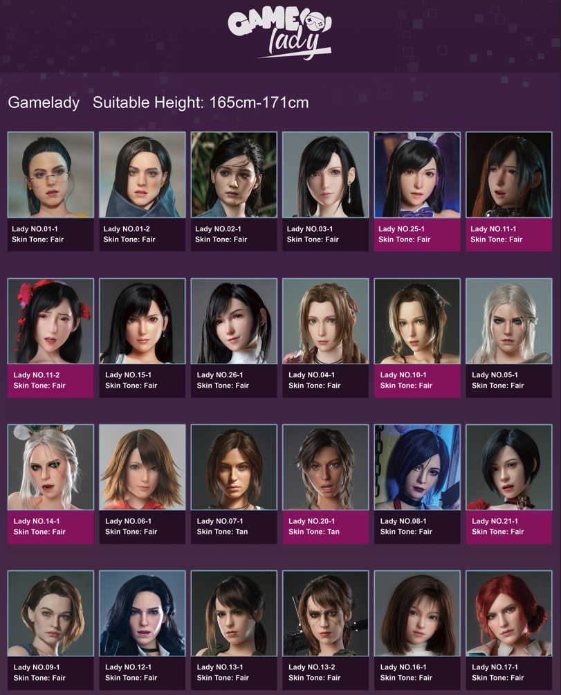 Ekstra hode (Game Lady Doll Original silikon)