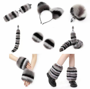 Furry antrekk i fargerik pels (sett med 11 deler)