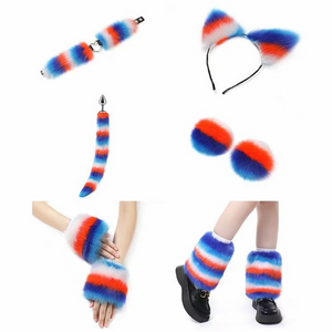 Furry antrekk i fargerik pels (sett med 11 deler)