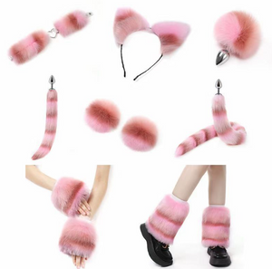 Furry antrekk i fargerik pels (sett med 11 deler)