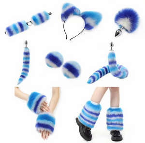 Furry antrekk i fargerik pels (sett med 11 deler)