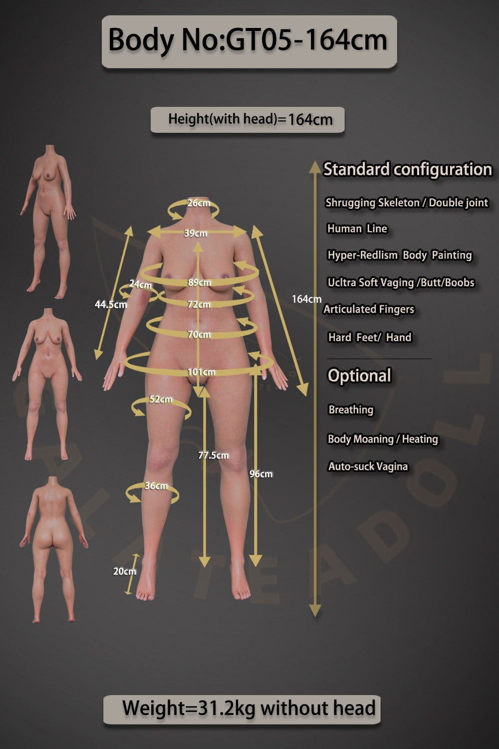 Skjebne sexdukke (Galatea Doll 164 cm B-cup #116 Silikon)