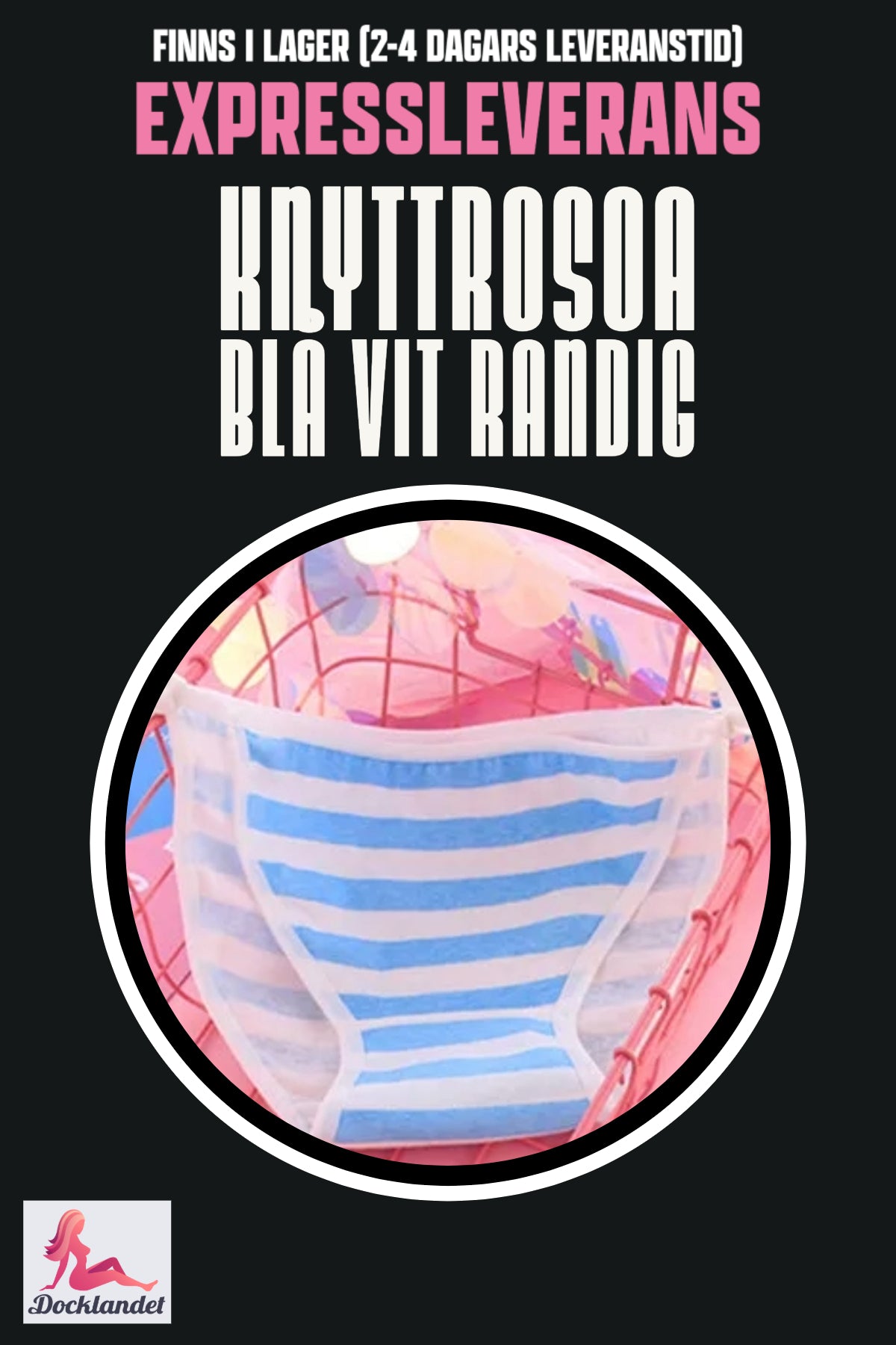 Slipsrose for sexdukke (rosa/blå hvit, stripet)