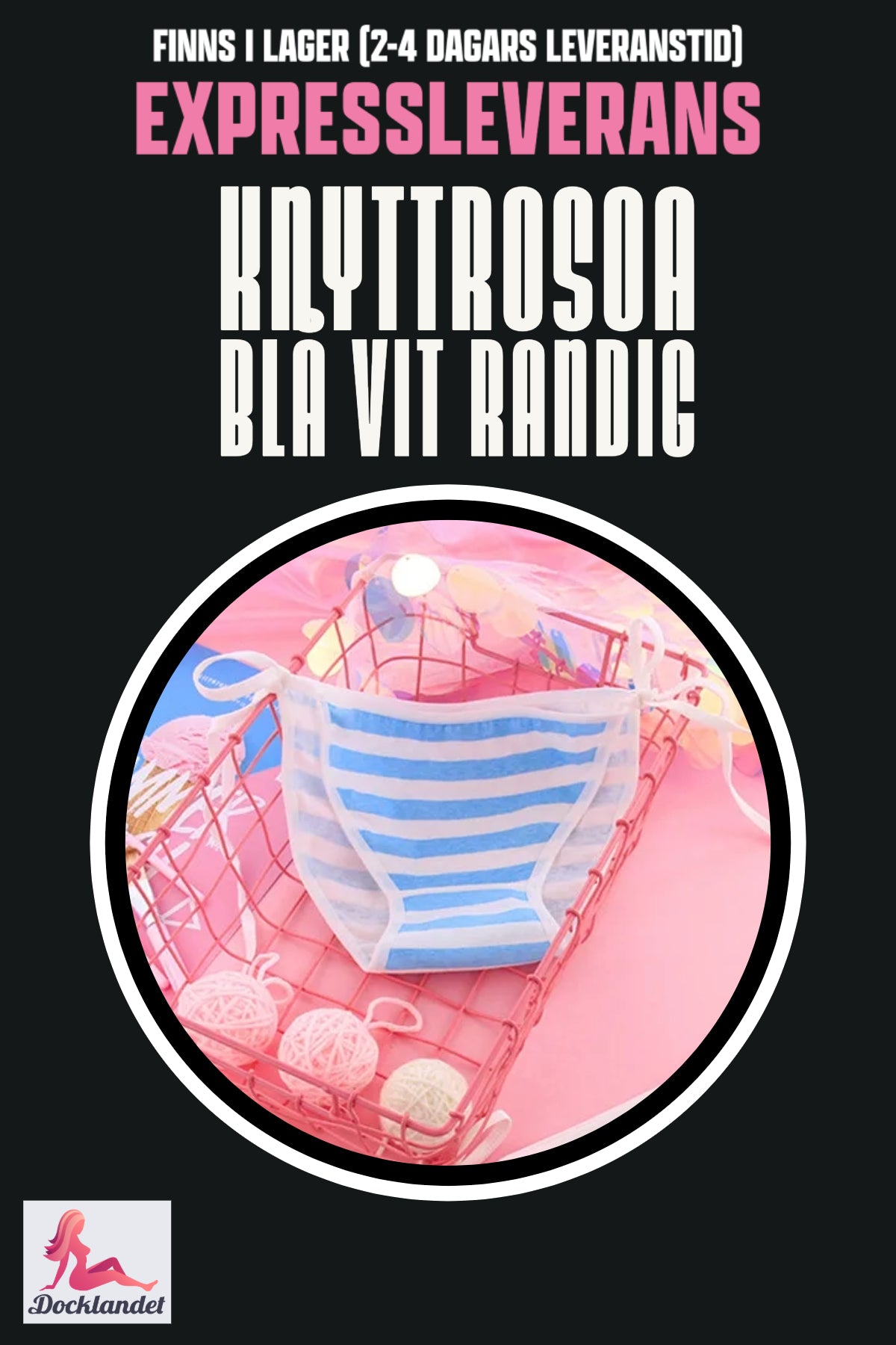 Slipsrose for sexdukke (rosa/blå hvit, stripet)