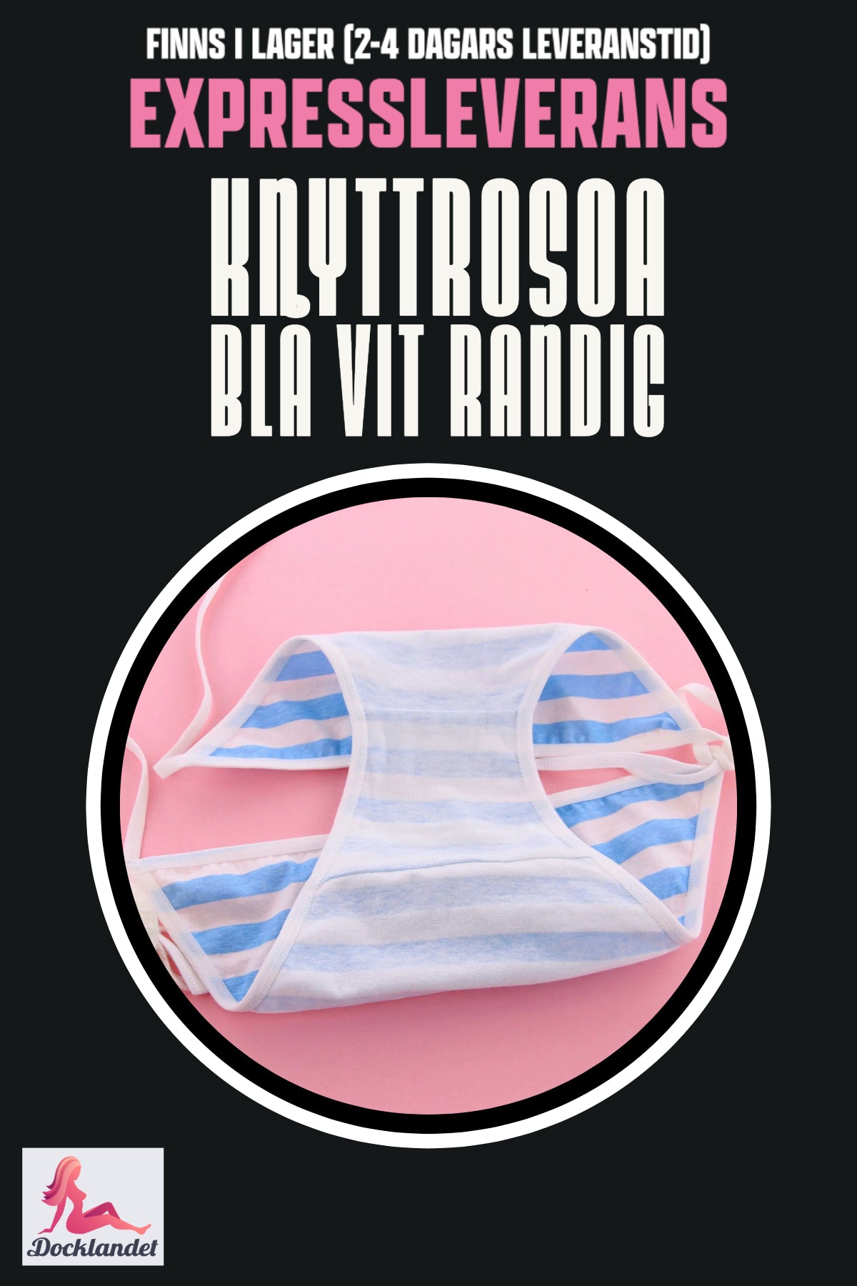 Slipsrose for sexdukke (rosa/blå hvit, stripet)